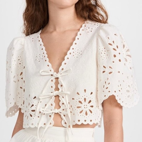 Sea Tops - SEA NY Eyelet Lace-Up Top